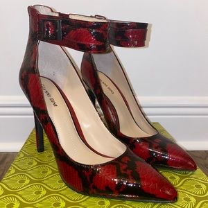 Red Python Snakeskin Heels